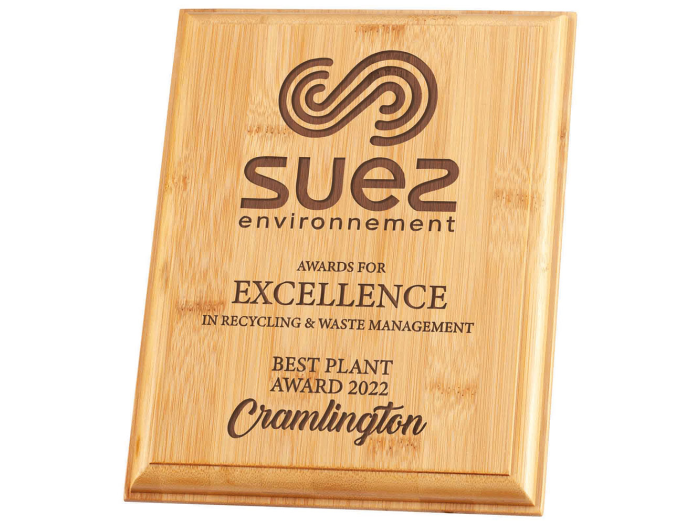 SUSTAINABLE BAMBOO PLAQUE AWARD East Riding Engraving
